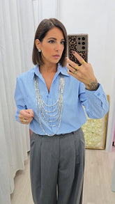 CAMICIA RIGHE AZZURRA ART.7535
